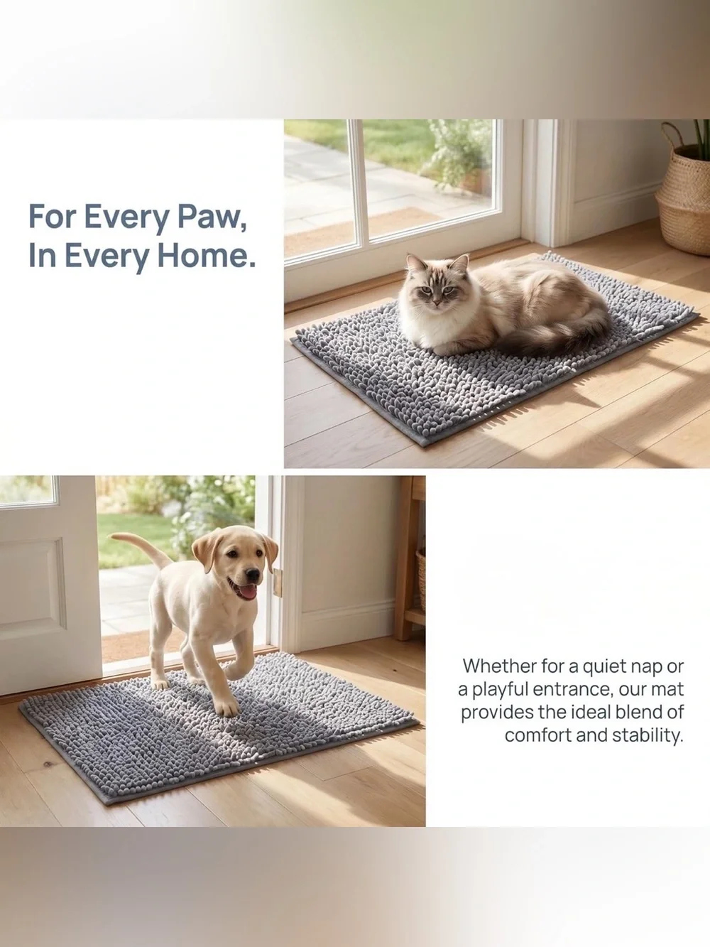 💞 New Plush Soft & Absorbent Gray  Puppy Dog Pet Mat